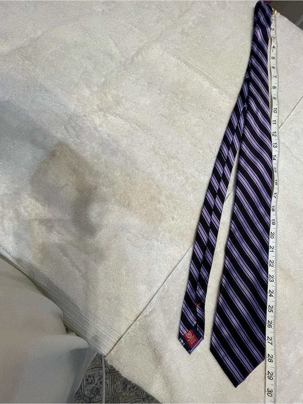 Chaps Black Tie with Purple Diagonal Stripes